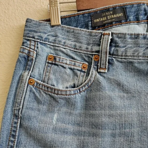 J. Crew Vintage Straight Raw Frayed Jeans High Rise Destroy Size 28R - Picture 3 of 15